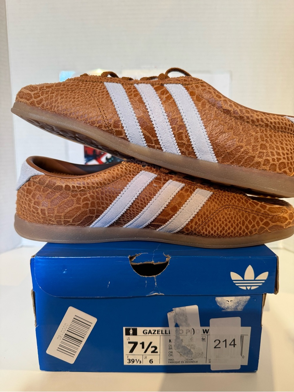 Adidas Gazelle Brown Crocodile Leather Sneakers - Picture 2 of 5